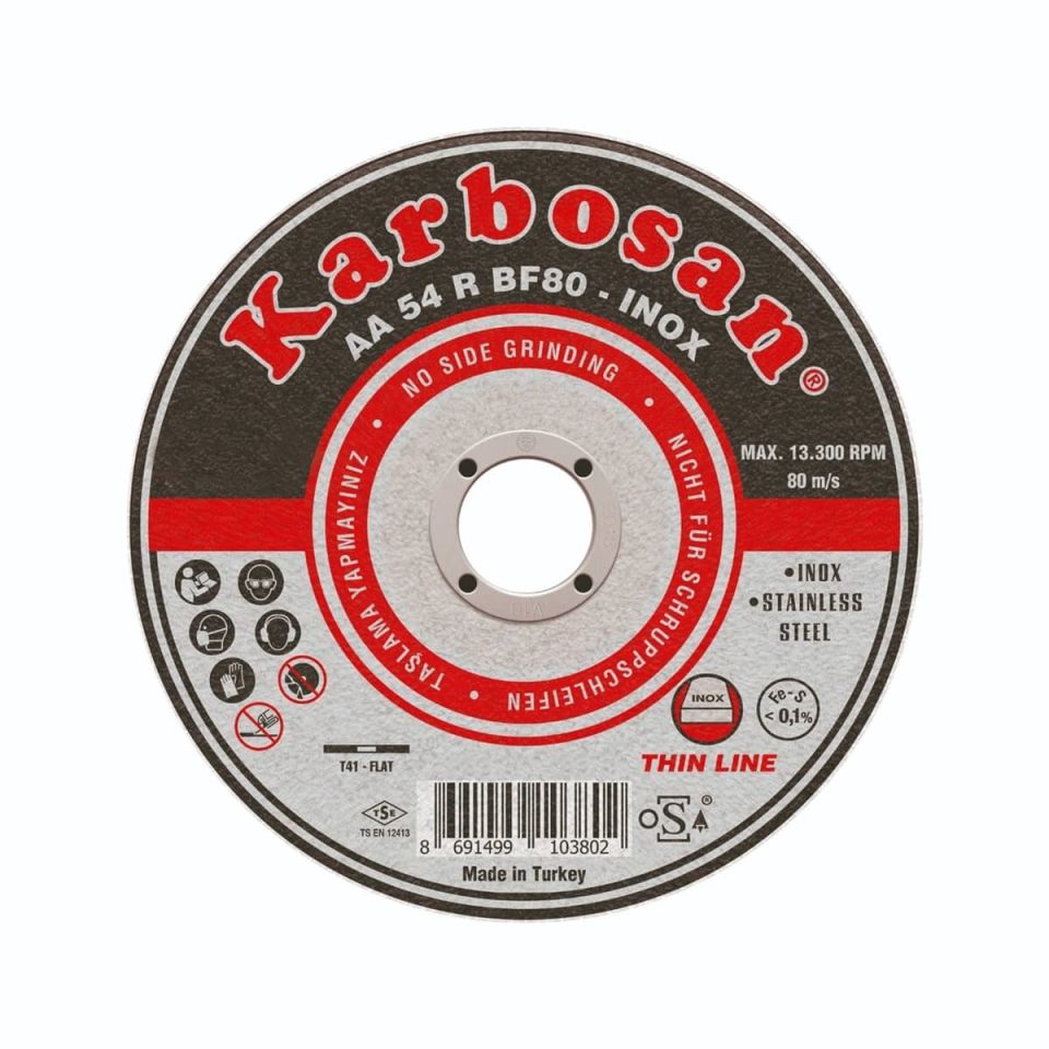 Karbosan İnox Thinline Kesici Kesme Taşı 115x1.0x22 AA 54 R BF80
